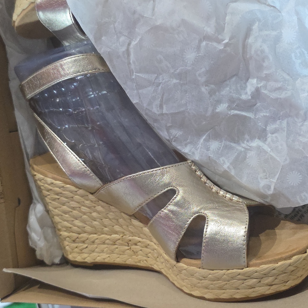 UGGS Gold Wedge Sandals